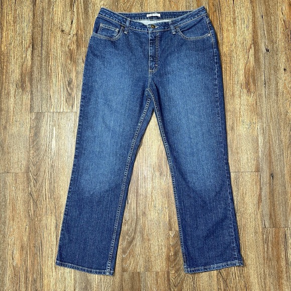Lee Denim - Lee Riders Womens Jeans Size 16P Relaxed Fit Blue Denim Straight Leg Cotton